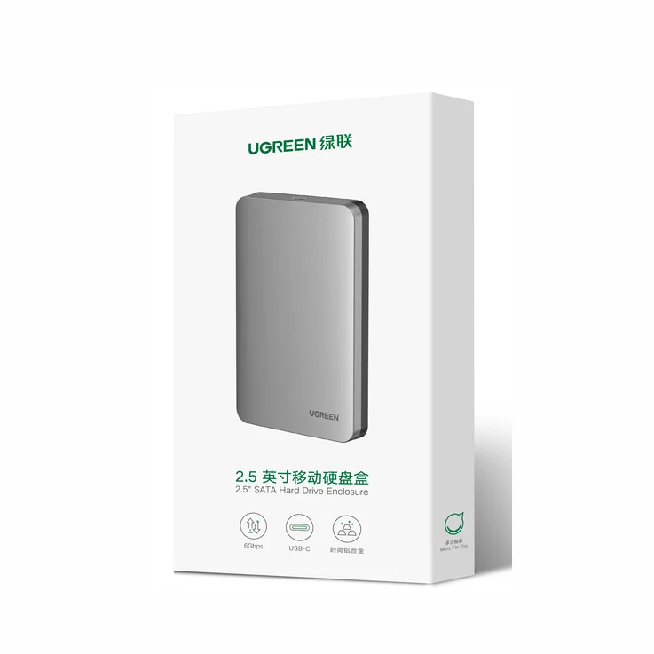 UGREEN USB C Hard Drive Enclosure for 2.5" SATA SSD HDD Aluminum USB C to SATA Adapter USB 3.1 Gen 2 Support UASP SATA III