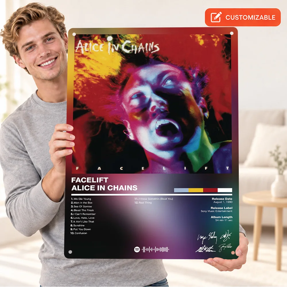 Alice In Chains Facelift Aluminum Poster Personalized Metal Sign Album Cover Design Wall Art For Bedroom Record Collector Gift