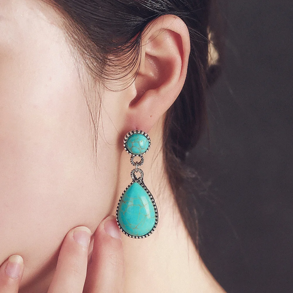 

Bold Turquoise Drop Earrings for Bohemian Style