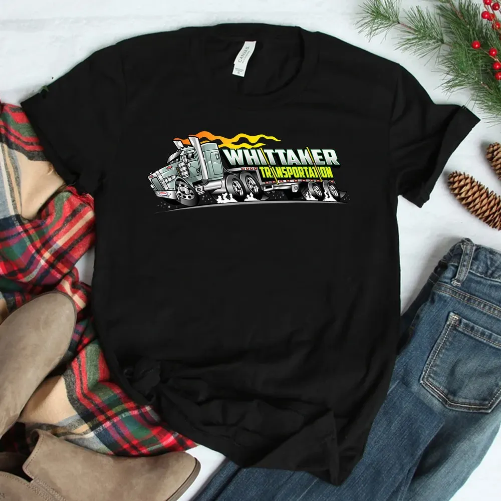 Verfolgen Schnitter Männer T-Shirt Whittaker Transport Cartoon über der Straße Semi Truck Shirt für Männer Baumwolle Tops T-Shirts Harajuku