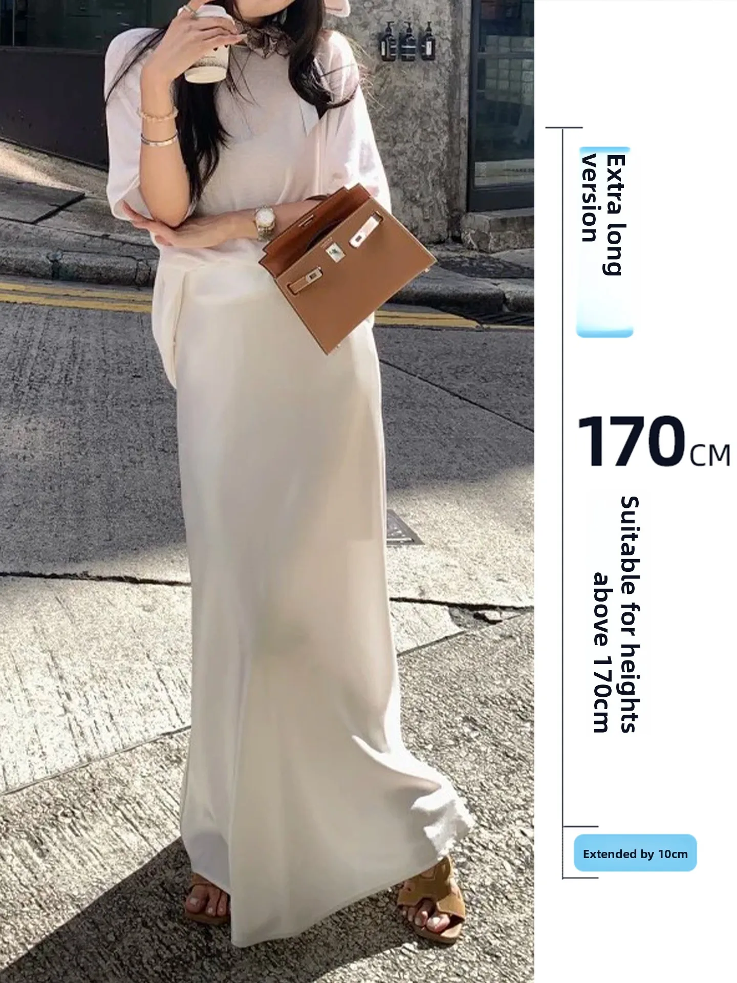 

Белая шелковая юбка с пайетками, женская, удлиненная, свободного кроя, с завышенной талией, облегающая, А-силуэт, для повседневной носки, в корейском стиле