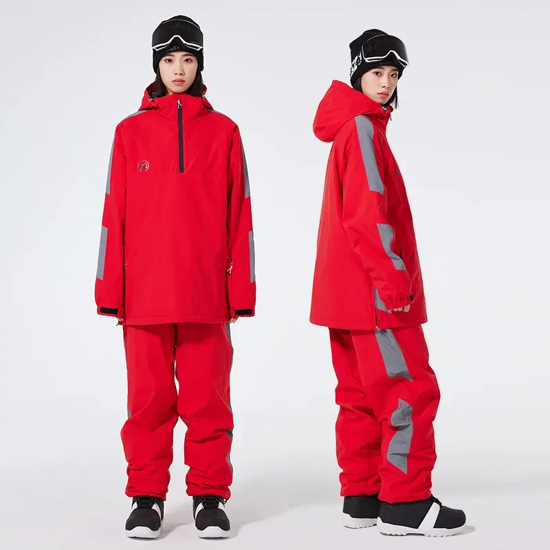 2024 Winter Outdoor Skiing Suit ,Men Women High Quality Snow Suit Waterproof ,Windproof,Warm Snowboarding Costumes Couples Red