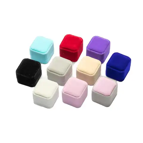 Square Engagement Velvet Earring Ring Packaging Box Jewelry Organizer Valentine Day Gift Case Ring Display Storage Wholesale