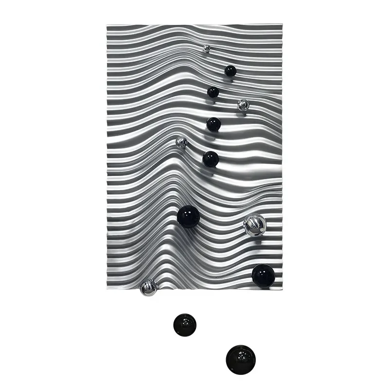 Simple stainless steel ball living room decorative painting creative three-dimensional relief physical painting atmosphere