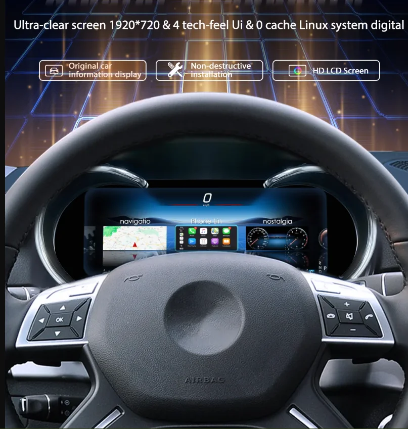 Digital dashboard For Mercedes-Benz ML W166 GLE GLS GL 2011-2019 Wireless CarPlay  Android Auto Speedometer HDMI Upgrade Kit