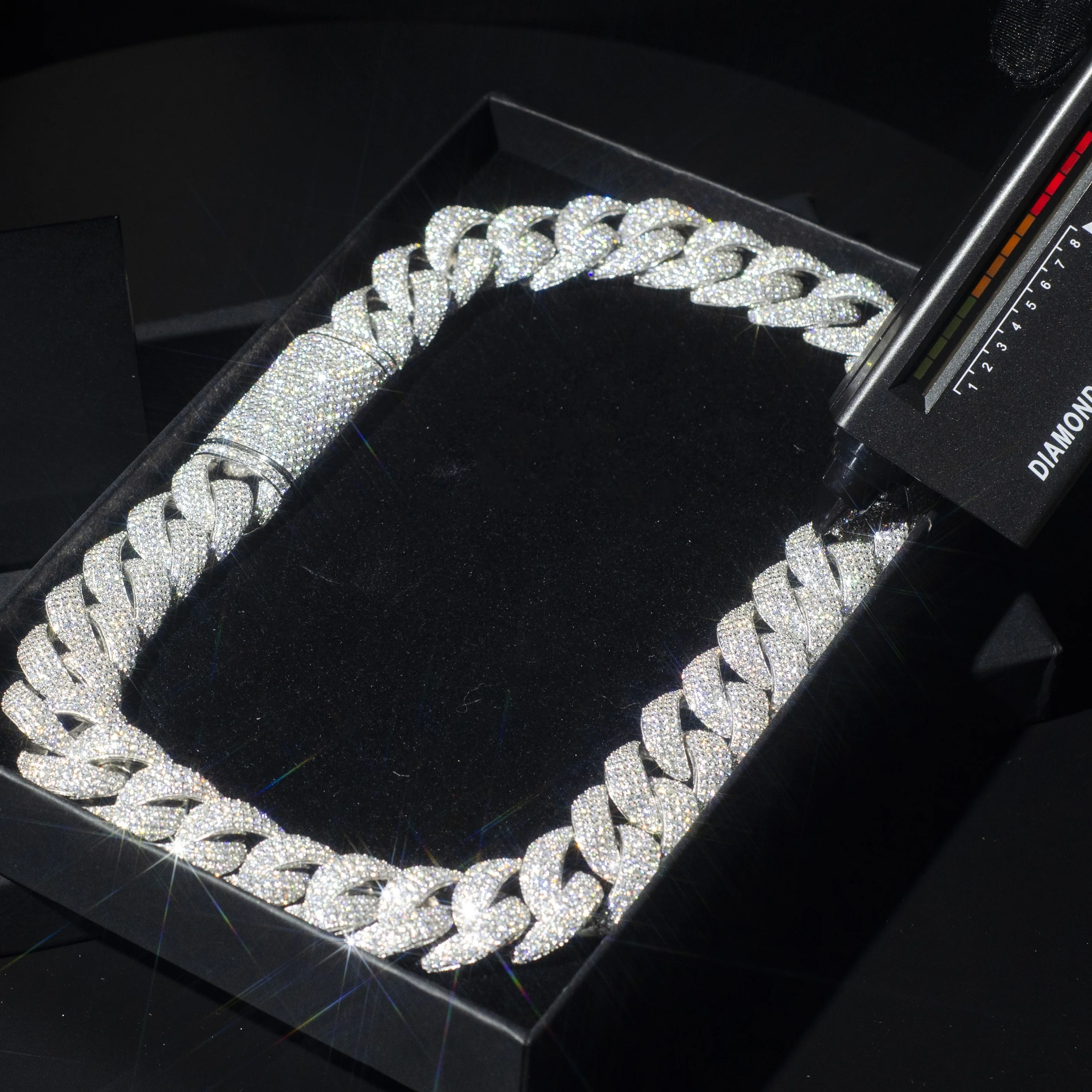 Cuban .Custom Moissanite Link Chain Necklace Men Women Jewelry Hip Hop Style 925 Silver Lab Created Diamond Cuban Bracelet