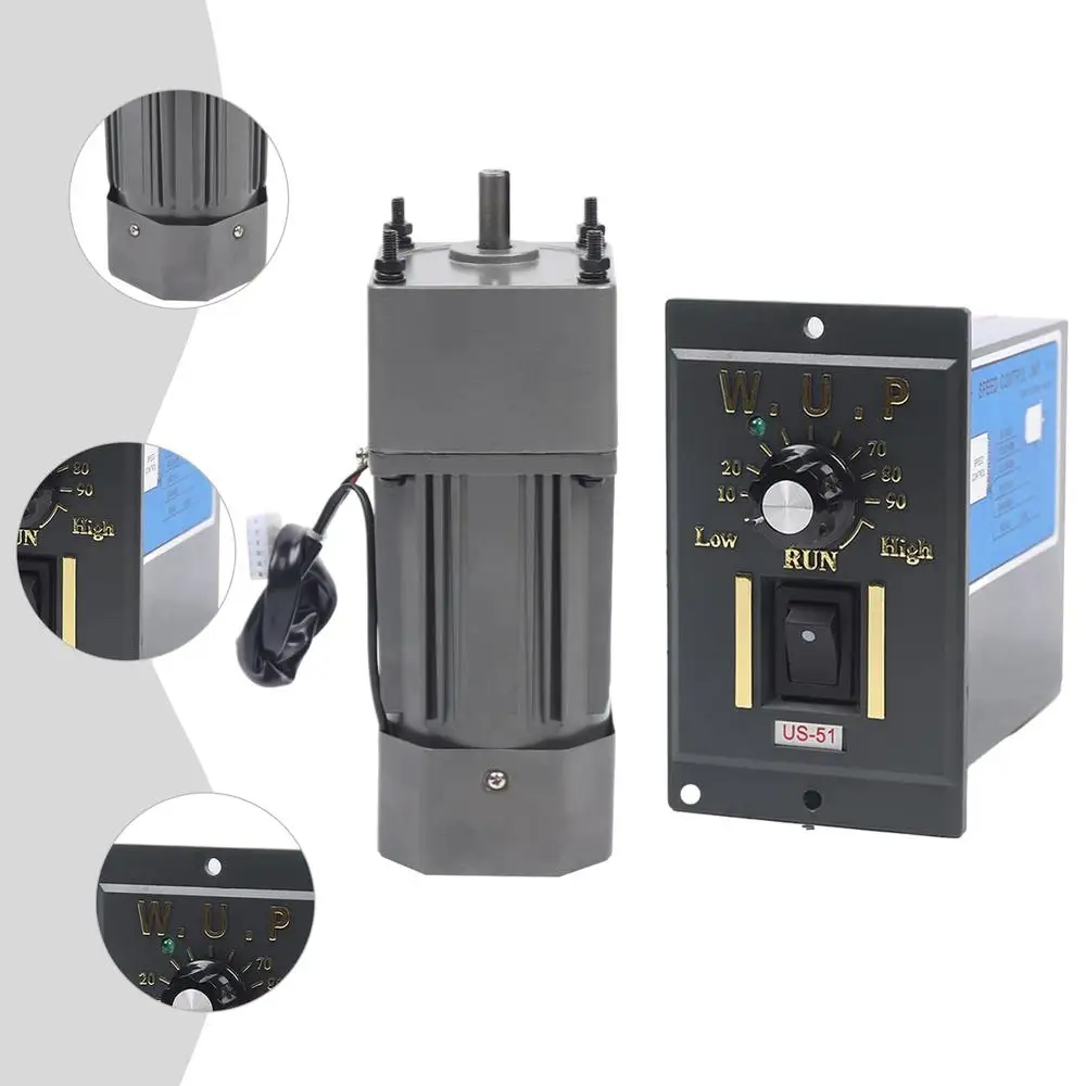 120W Electric Motor Adjustable Speed Controller Reducer Geared Motor Large Torque Reduction Motor Home Office Use Packaging
