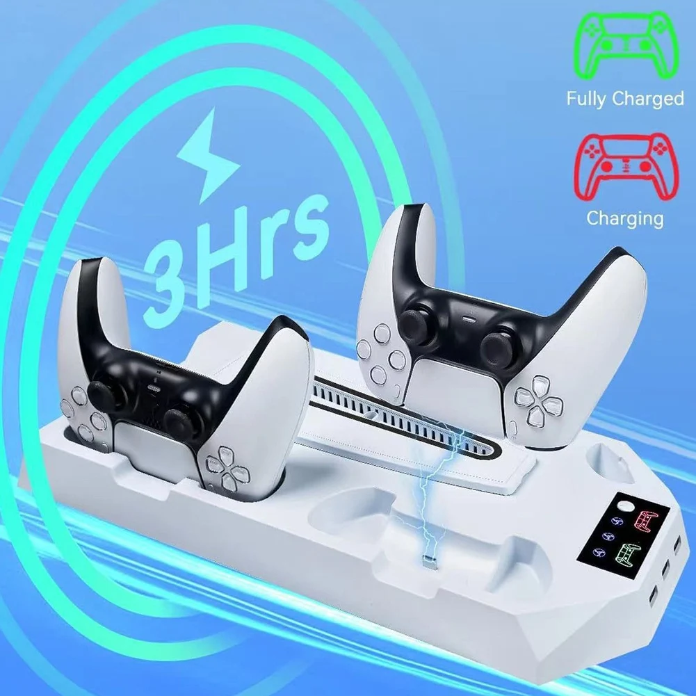 

НОВЫЙ кронштейн PS5 с охлаждающей станцией и зарядной станцией двойного контроллера для консоли Playstation 5, скорость вентилятора, черный