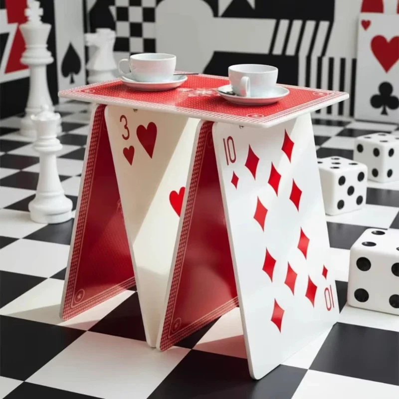 

Modern creative unique art playing card-shaped coffee table, suitable for board game cafes