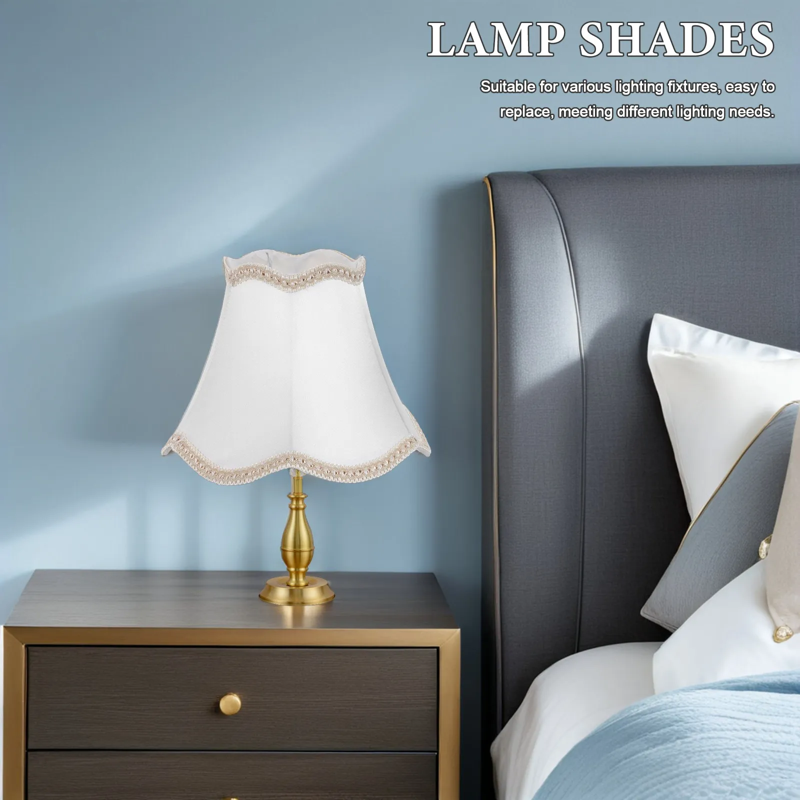 Fabric Lampshade European Small Bell Lamp Shade Replacement for Table Floor Wall Lamps 5 Tops 10 Bottom 8 High Bedroom Living