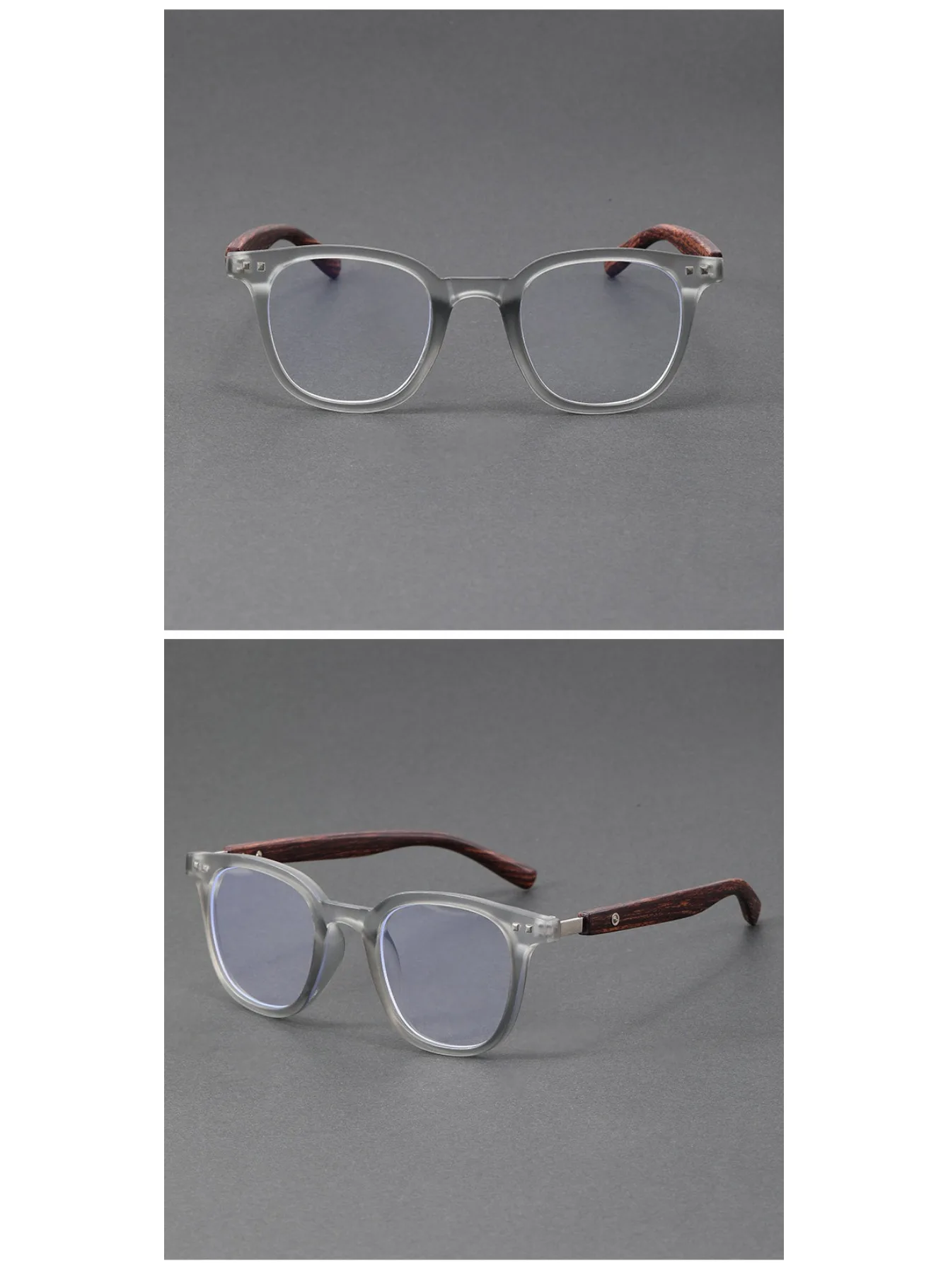 Trendige TR90-Brille mit Anti-Blaulicht-Holzmaserung, für Herren und Damen, großes Quadrat, Blue Ray-Blockierung für Computer-Glasrahmen F83026 – Detail 3