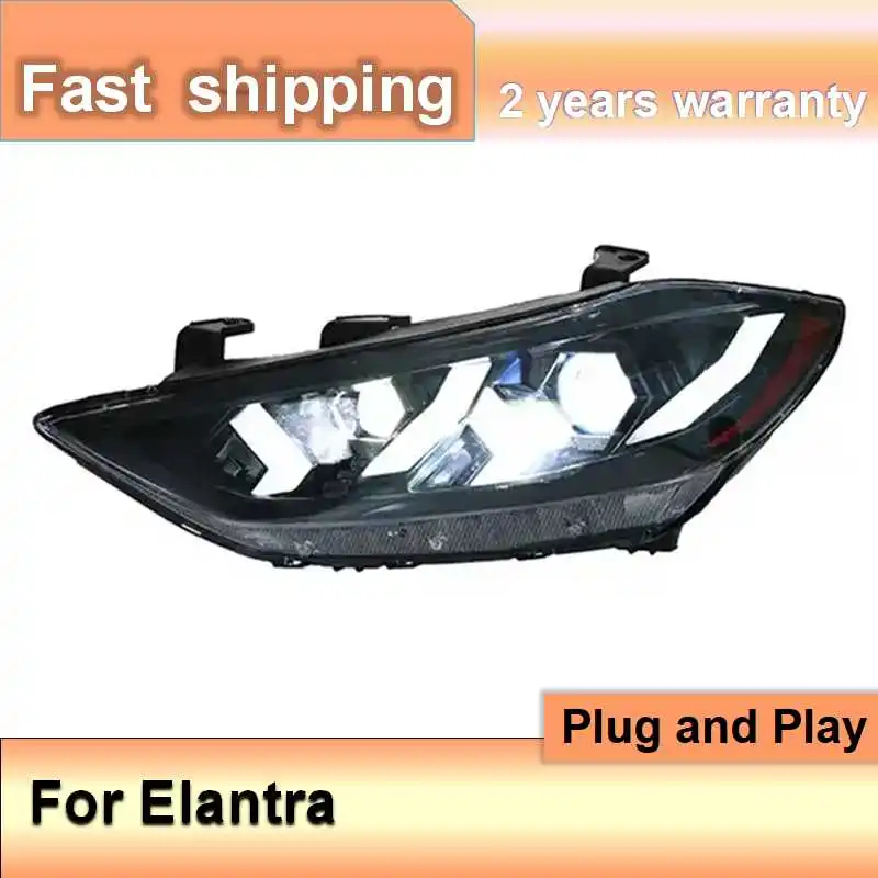 اكسسوارات السيارات لشركة هيونداي إلنترا المصباح 2016-2020 إلنترا رئيس ضوء DRL بدوره إشارة منخفضة عالية شعاع العارض عدسة