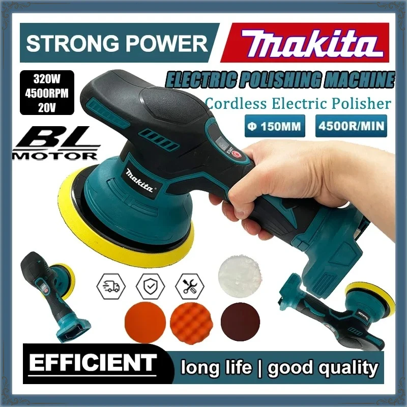 

Makita Electric Cordless Car Polisher Polisher Auto Car Waxing Polishing Machine Digital Display 8 Gears Tool