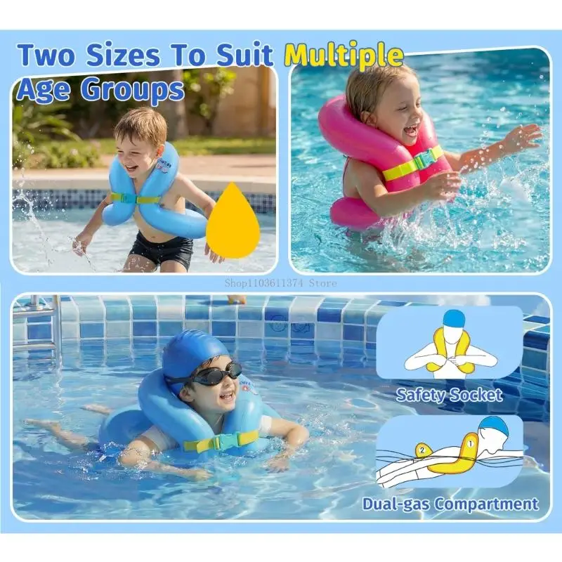  Learn To Swim Practice Aid for Kids, Inflatable PVC Swim Support in Pool, Shore, and Daily Beach Water Play Use
