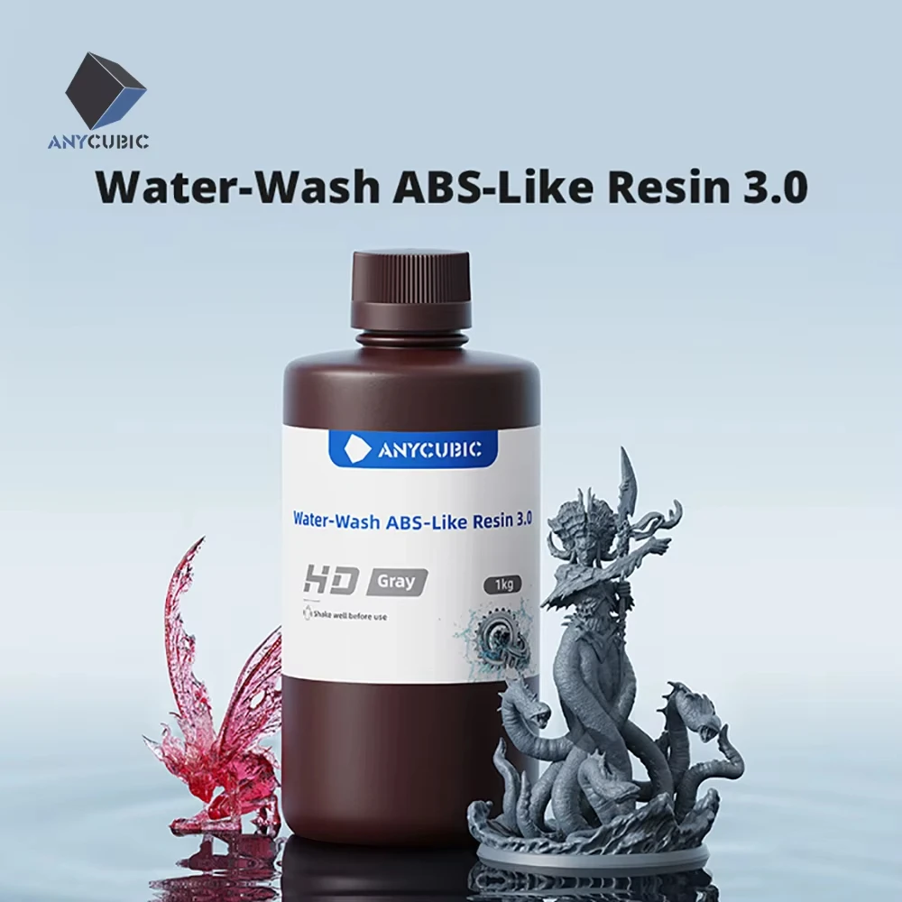 

Newest ANYCUBIC Water Washable ABS Resin 3.0 For LCD 3D Printer High Accuracy Low Shrinkage Rate Photopolymer 3D Printing