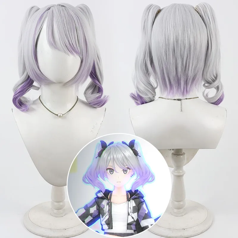 

Honkai: Star Rail Chi-chan Cosplay Wig Silver White Mixed Purple Ponytail Heat Resistant Synthetic Hair