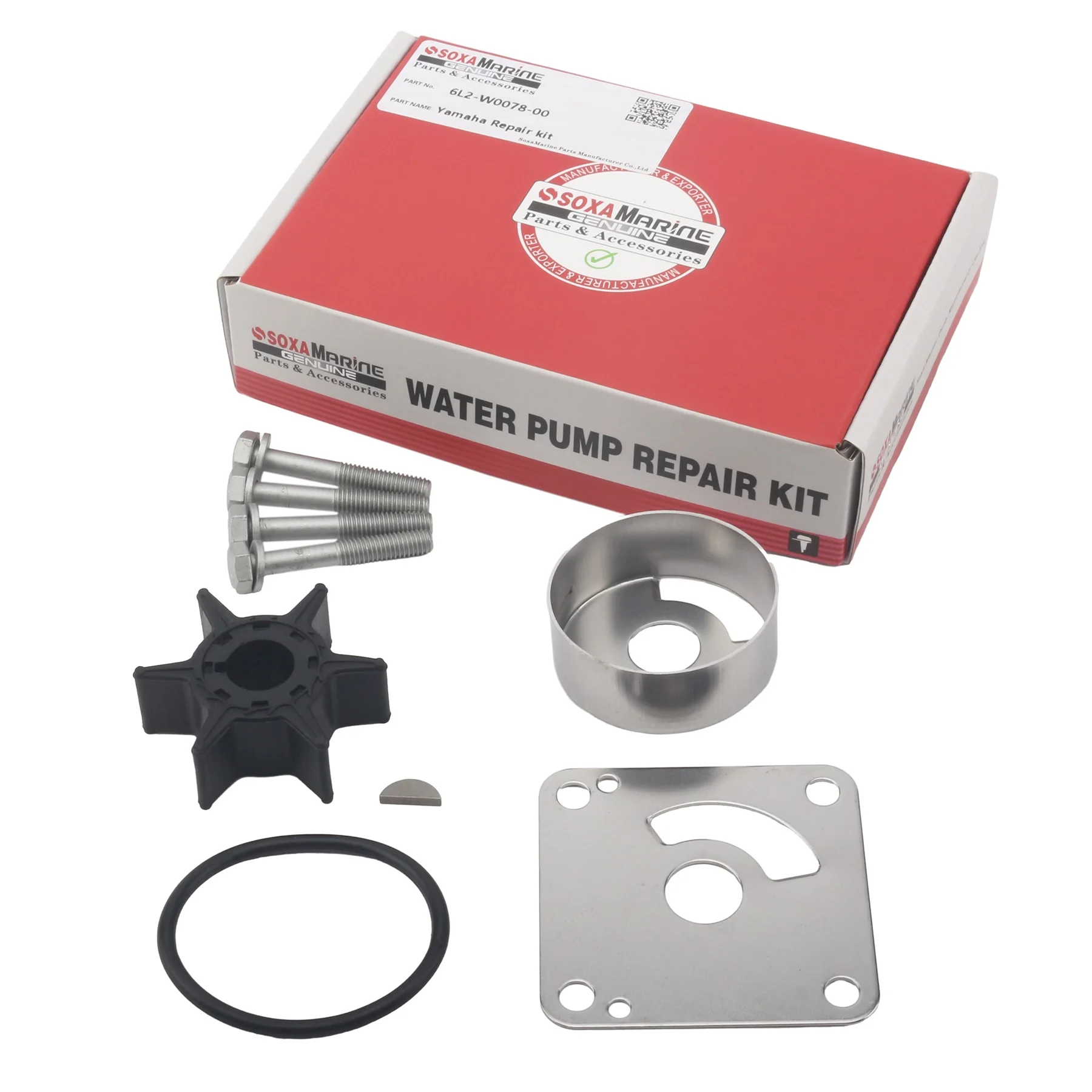 6L2-W0078 Water Pump Impeller Service Parts Kit Fits for Yamaha 2 Cyl 2-Str 20 25 HP Boat Outboard Motors 6L2-W0078-00 18-3431