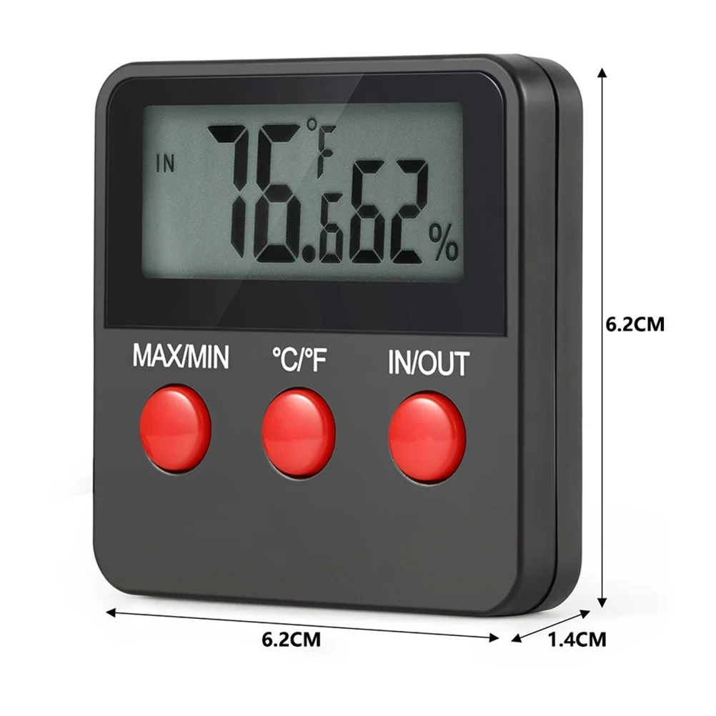 

Digital Temperature Humidity Meter Wall-Mountable Hygrometer Thermometer For Home Office Warehouse Black