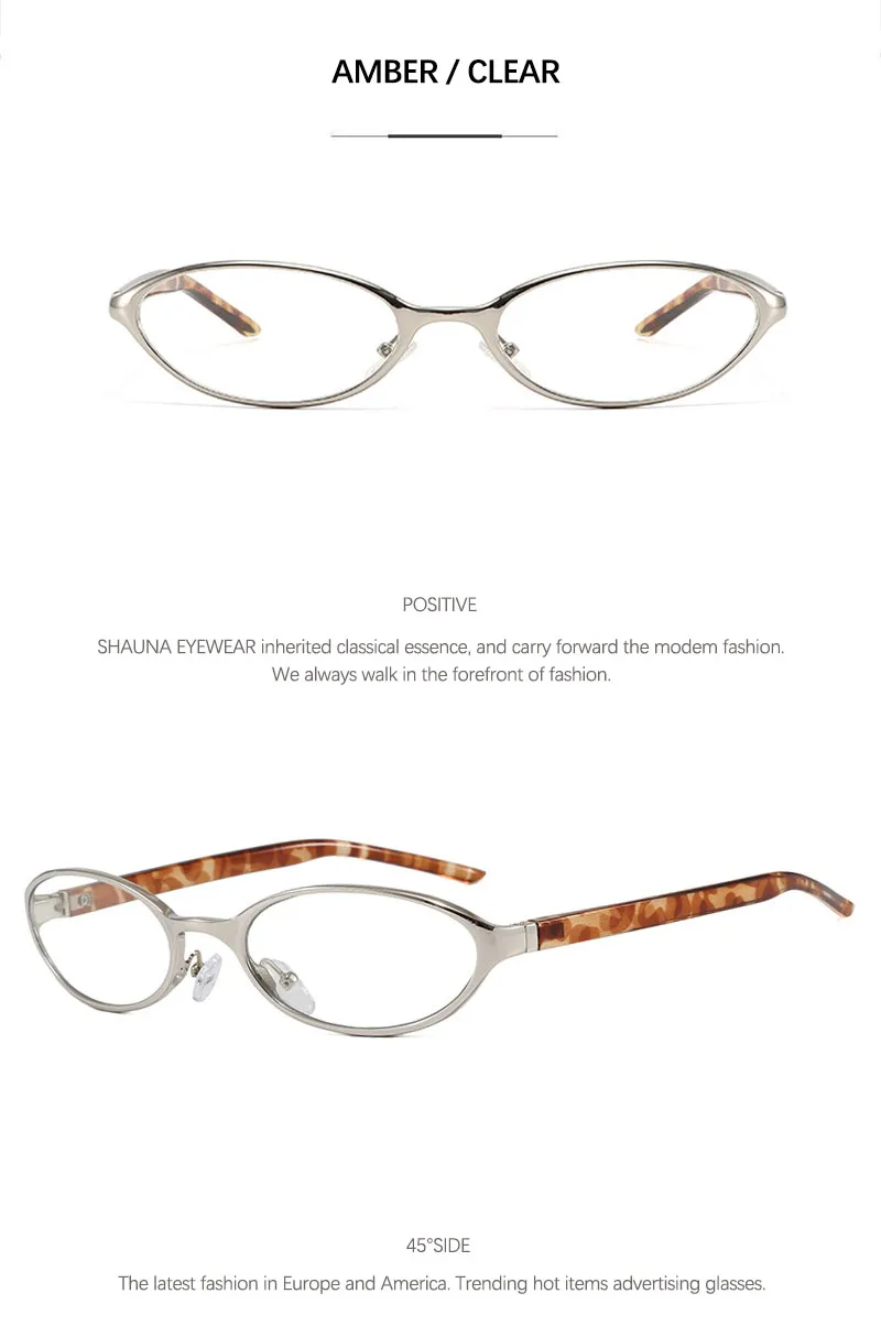 SHAUNA Neue kleine ovale Champagner-Sonnenbrille aus Metall, UV400 – Detail 10