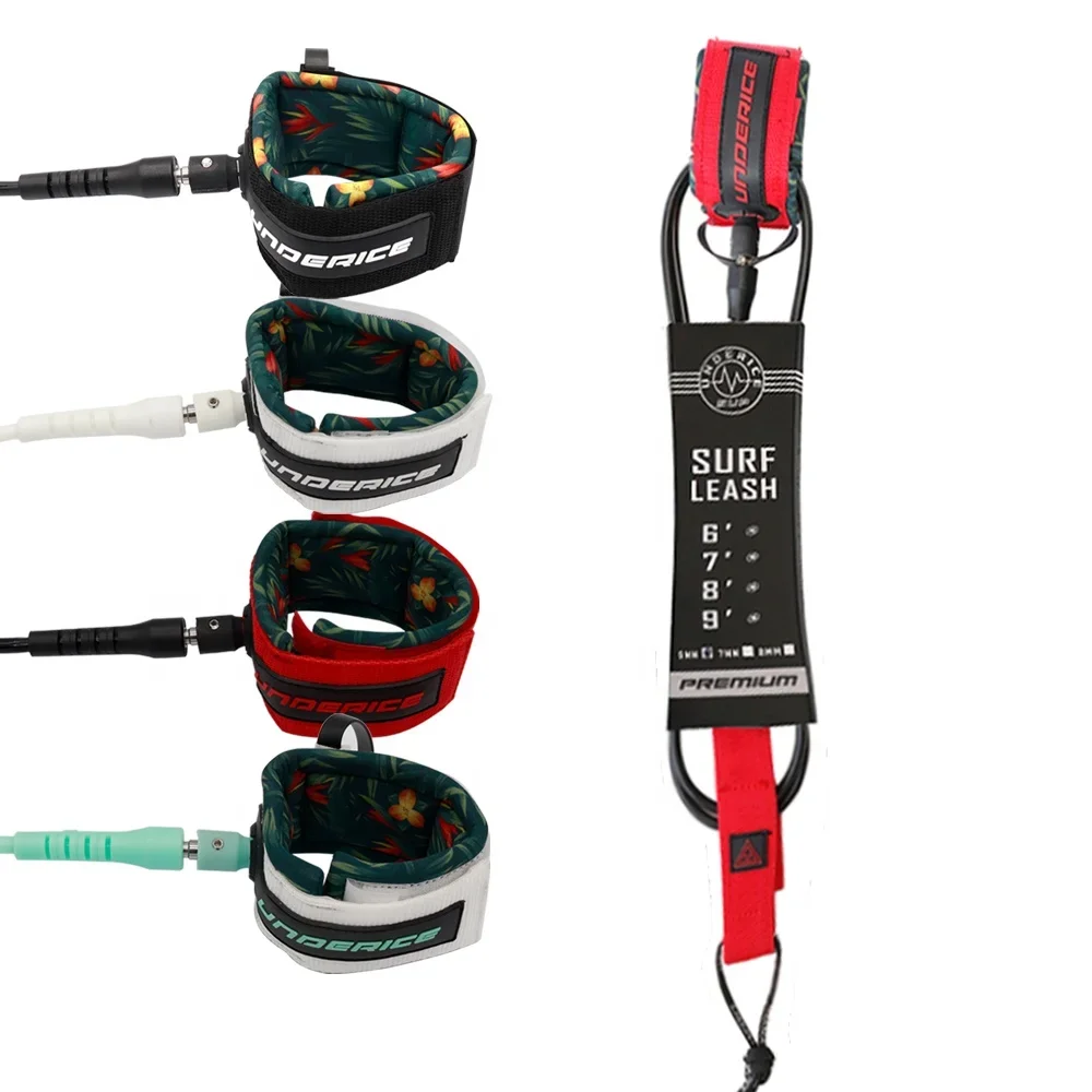 

-Customize Lightweight Adjustable Recycled 6-9ft Straight Surf Leash with Double Swivel