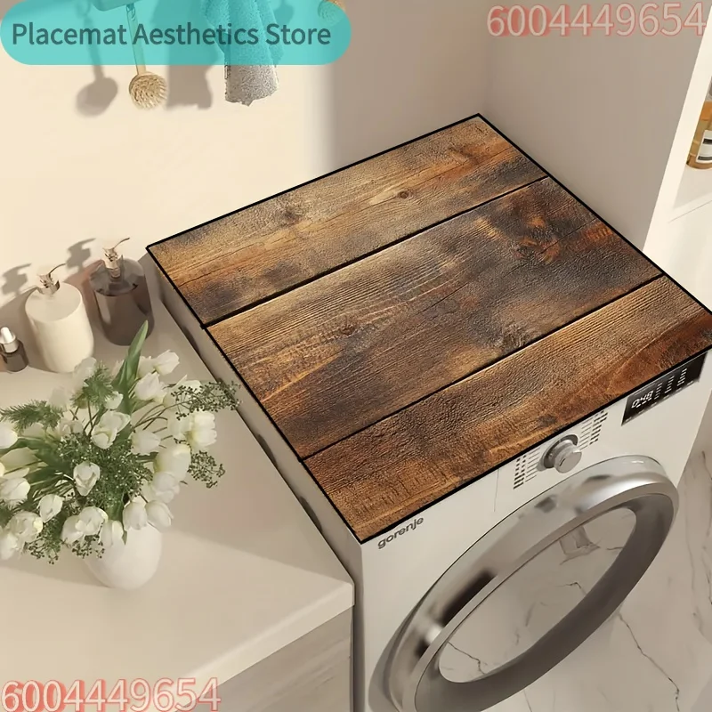 Imitation Wood Grain Washing Machine Top Pad Waterproof, Hot And Non-Slip Laundry Area Kitchen Countertop Protection Pad