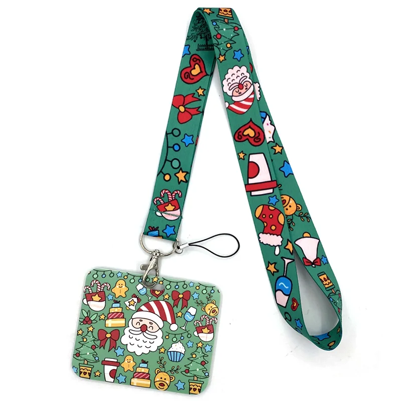 Christmas Series Art Cartoon Anime Fashion Lanyards Bus ID Name Work Card Holder Accessories Decorations Kids Gifts