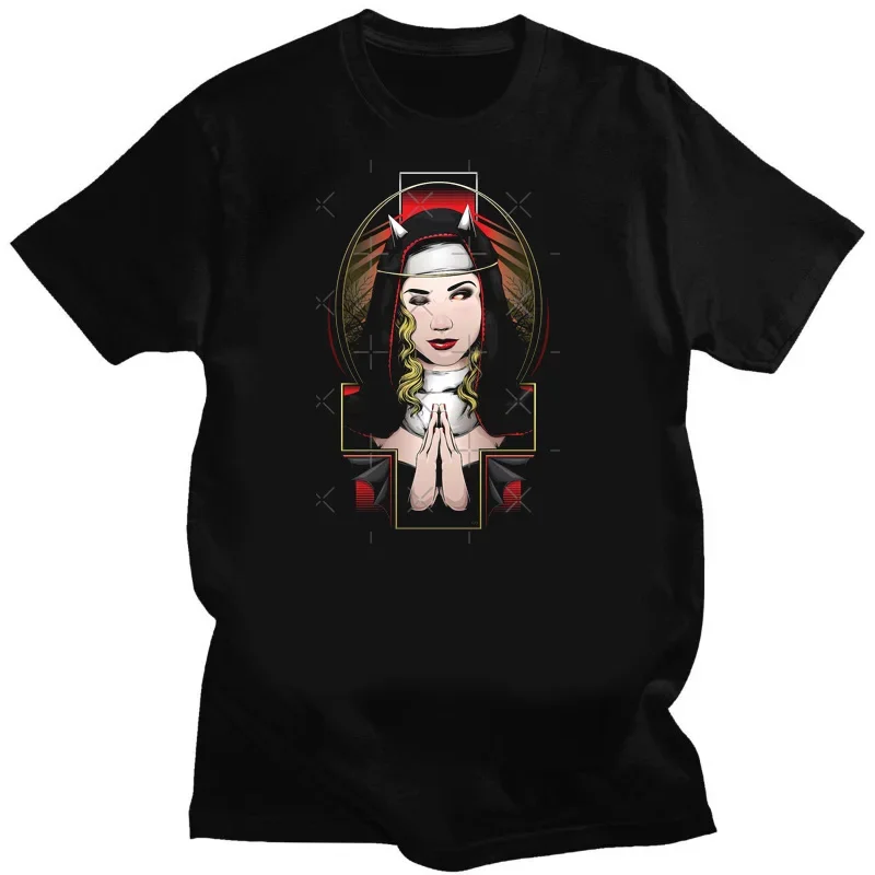 Aesthetic Tee The Bad Nun Print Men Women Tshirt Creativity Unholy Evil Nun T Shirt Fashion Male Short Sleeve Loose Hip-hop Tops