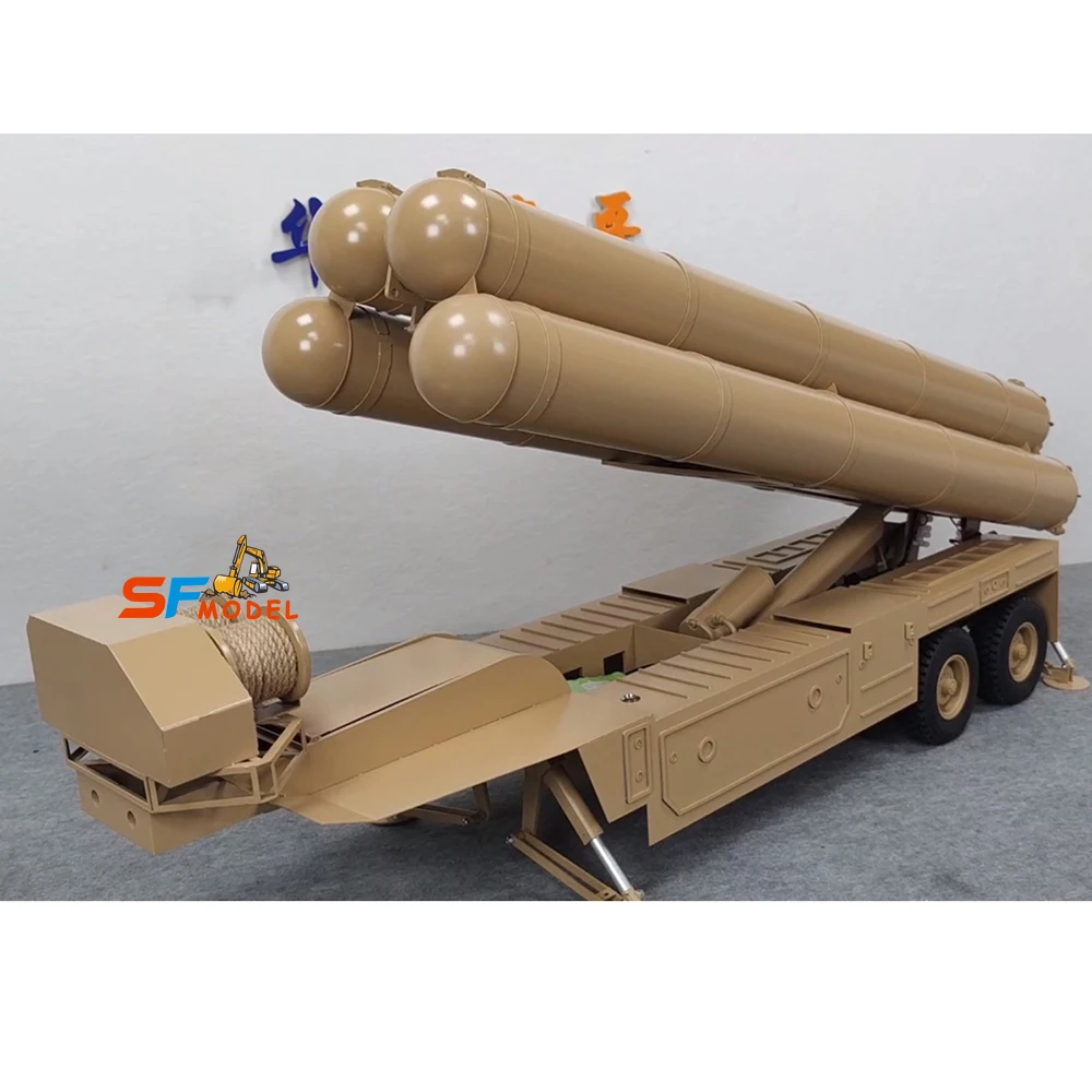 RC Trailer 1/12 Can Launch Rocket Missiles Full Metal Trailer Model Suitable for HG P802 BC8 Tractor Military Truck Model Toys