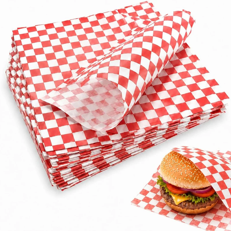 50/100Pcs Greaseproof Paper Sheets Set Burger Wrapping Oil Proof Papers Chip Burger Bread Sandwich Deli Cake Food Wrapping Paper