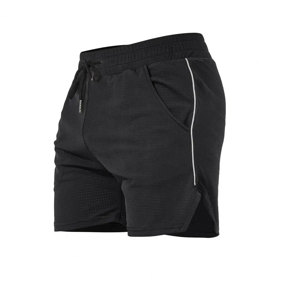 

Men Pocketed Shorts Quick Drying Gym Shorts with Elastic Drawstring Waist for Men Solid Color Regular Fit Casual for Everyday