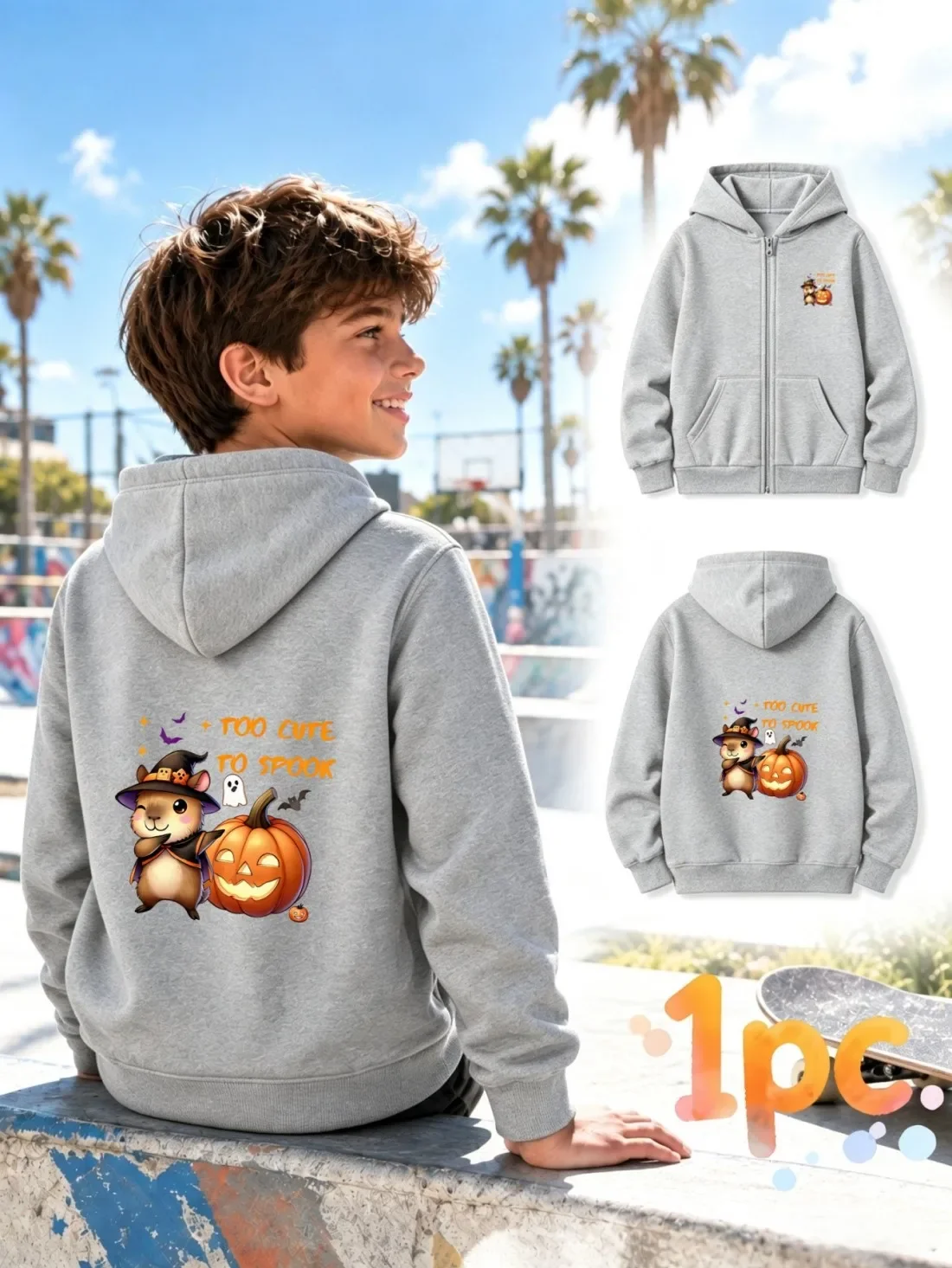 Kids Warm Fleece Zip Hooded Jacket Autumn Winter 