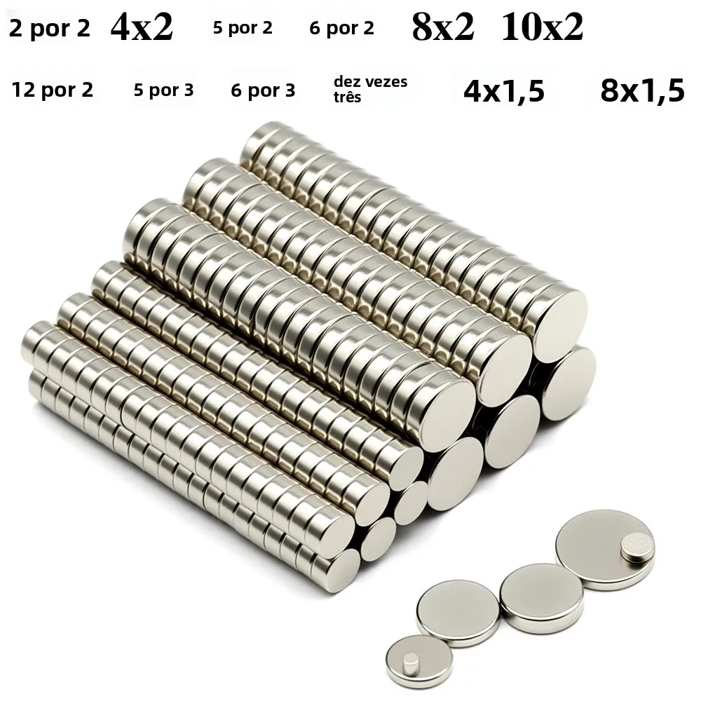 Ímã redondo super poderoso ímã de neodímio ndfeb n35 imanes magnéticos permanentes fortes ímã de geladeira 5x2 6x3 10x2 10x3mm