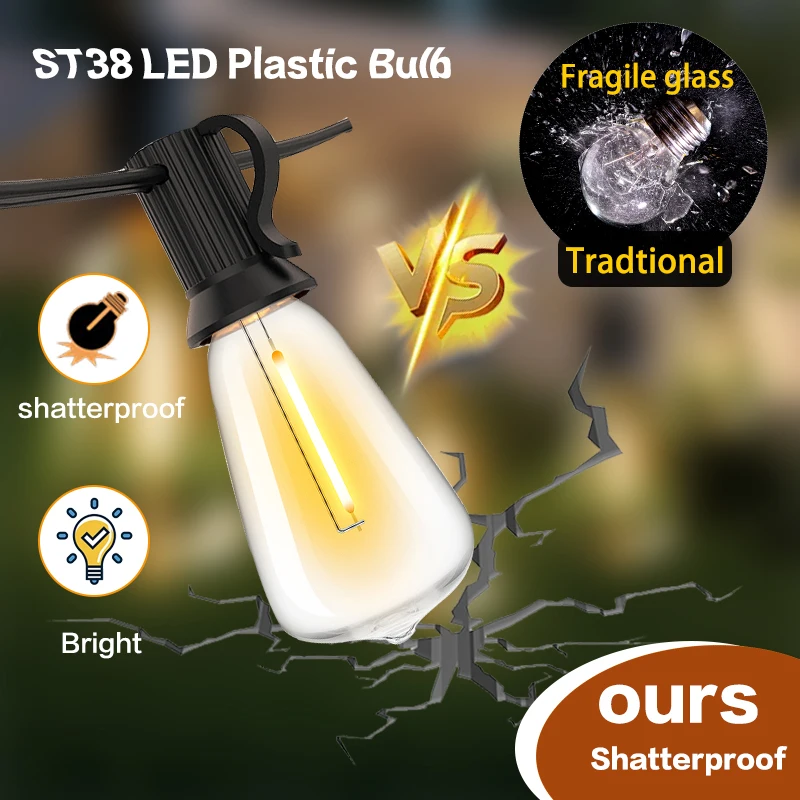Outdoor LED Light Garland String Lighting E12 Socket 220V 110V Connectable Waterproof Patio Backyard Party Light Street Garland