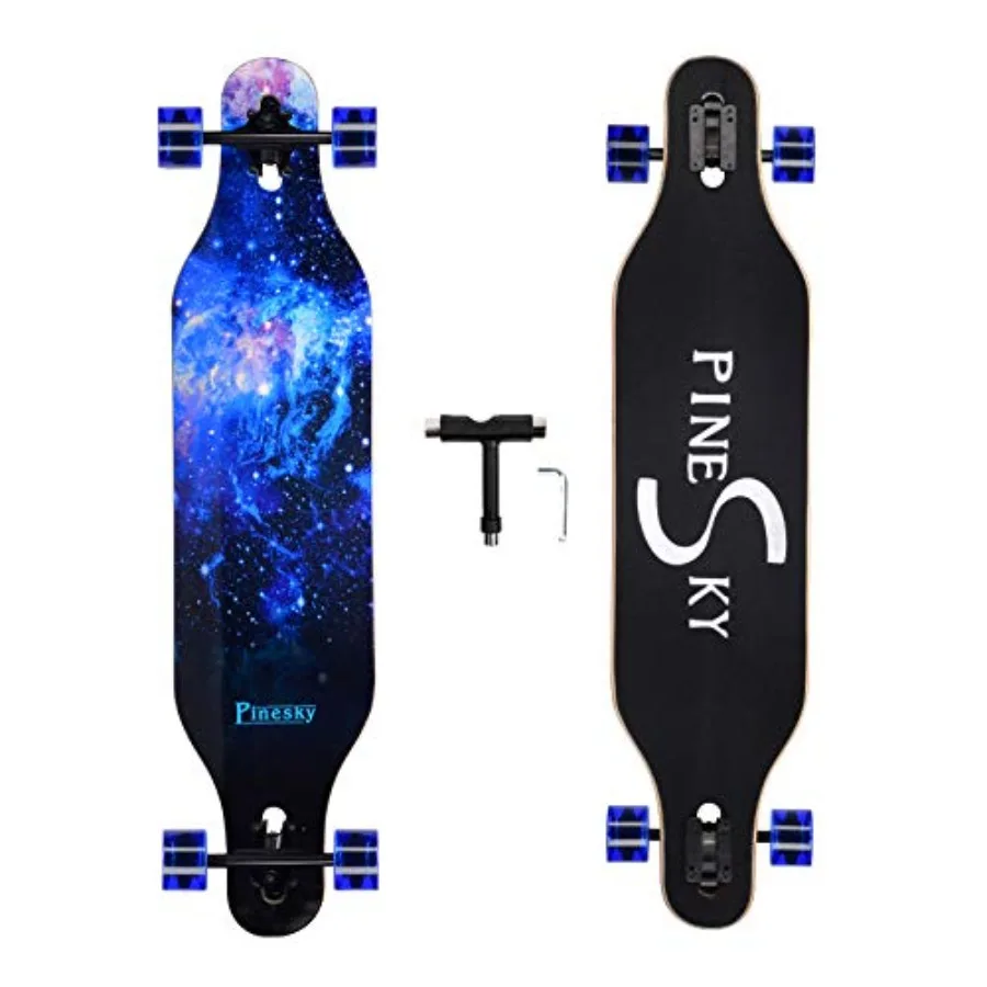 

41 Inch Longboard Skateboard 8 Ply Natural Maple Complete Skateboard for Cruising Carving Free-Style and Downhill with T-Tool