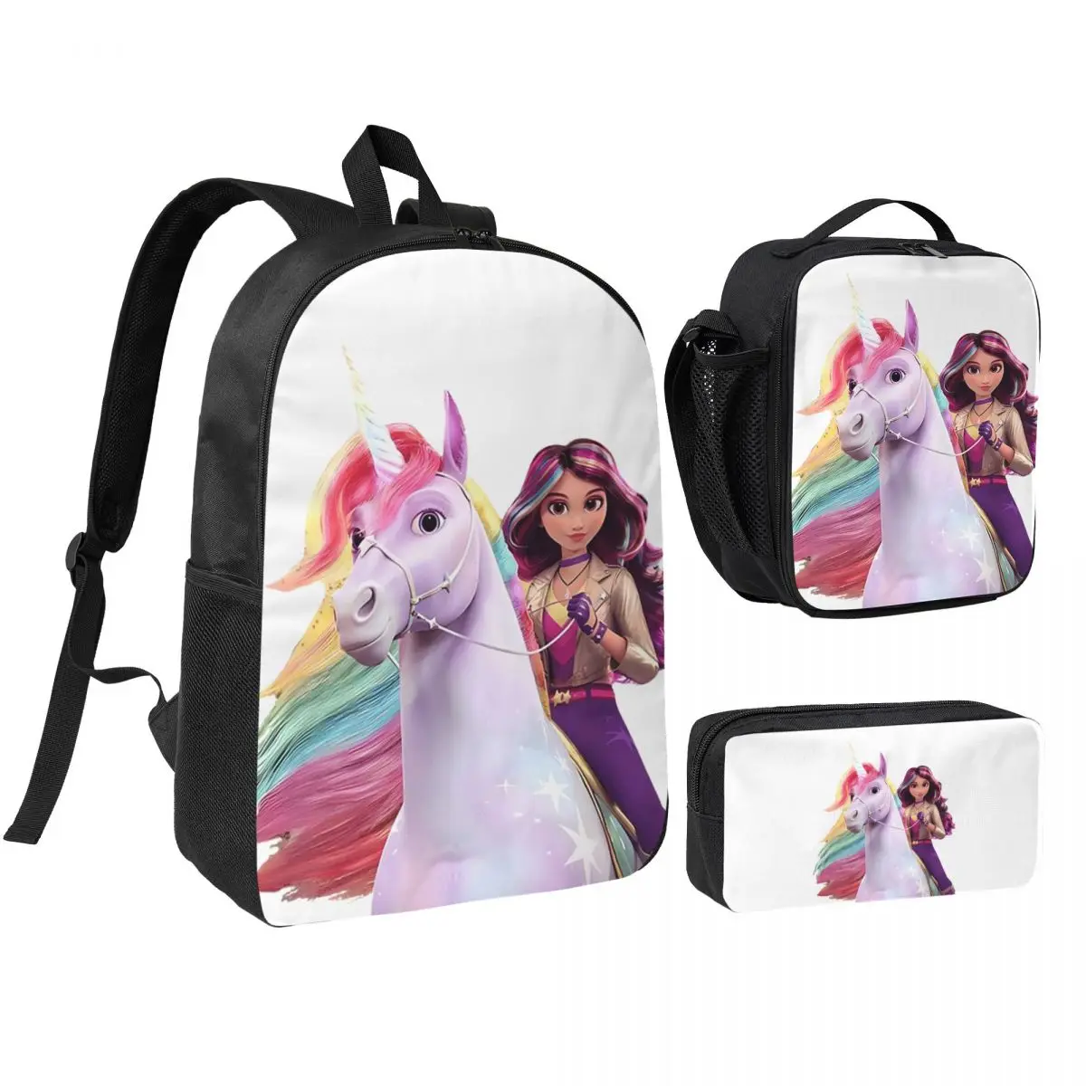 Unicorn Academy Sophia Wildstar Backpack Boys Girls BookBag School Bag Laptop Shoulder Bags 3ps Insulated Lunch Bag Pencil Case