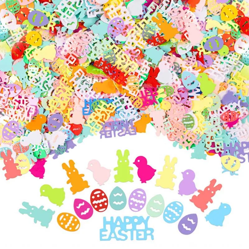 Happy Easter Eggs Rabbit Bunny Chick Paper Confetti DIY Easter Table Scatter Decoration for Home Easter Party Favor Supplies