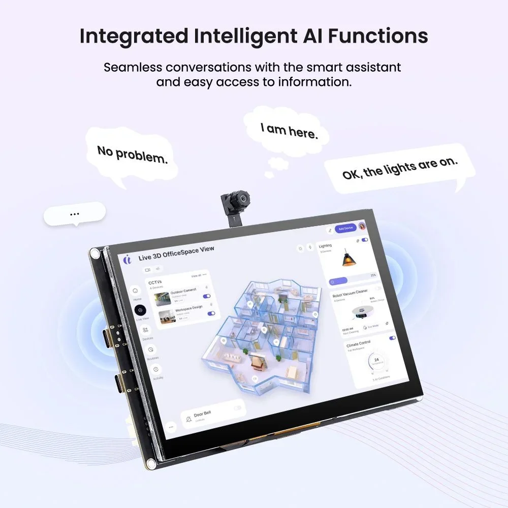 CrowPanel Advanced 7'' HMI AI Display 1024x600 IPS Touch Screen ESP32-P4 with Camera Optional Compatible with Arduino/LVGL