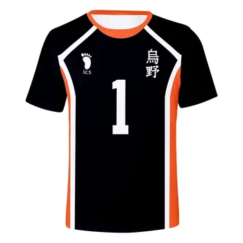 Yaz Haikyuu Kısa Kollu O-Boyun Üst erkek tişört Voleybol Takımı Üniforma Eğitim Kıyafetleri Kadın Tshirt Rahat Baskı Tee ﻿