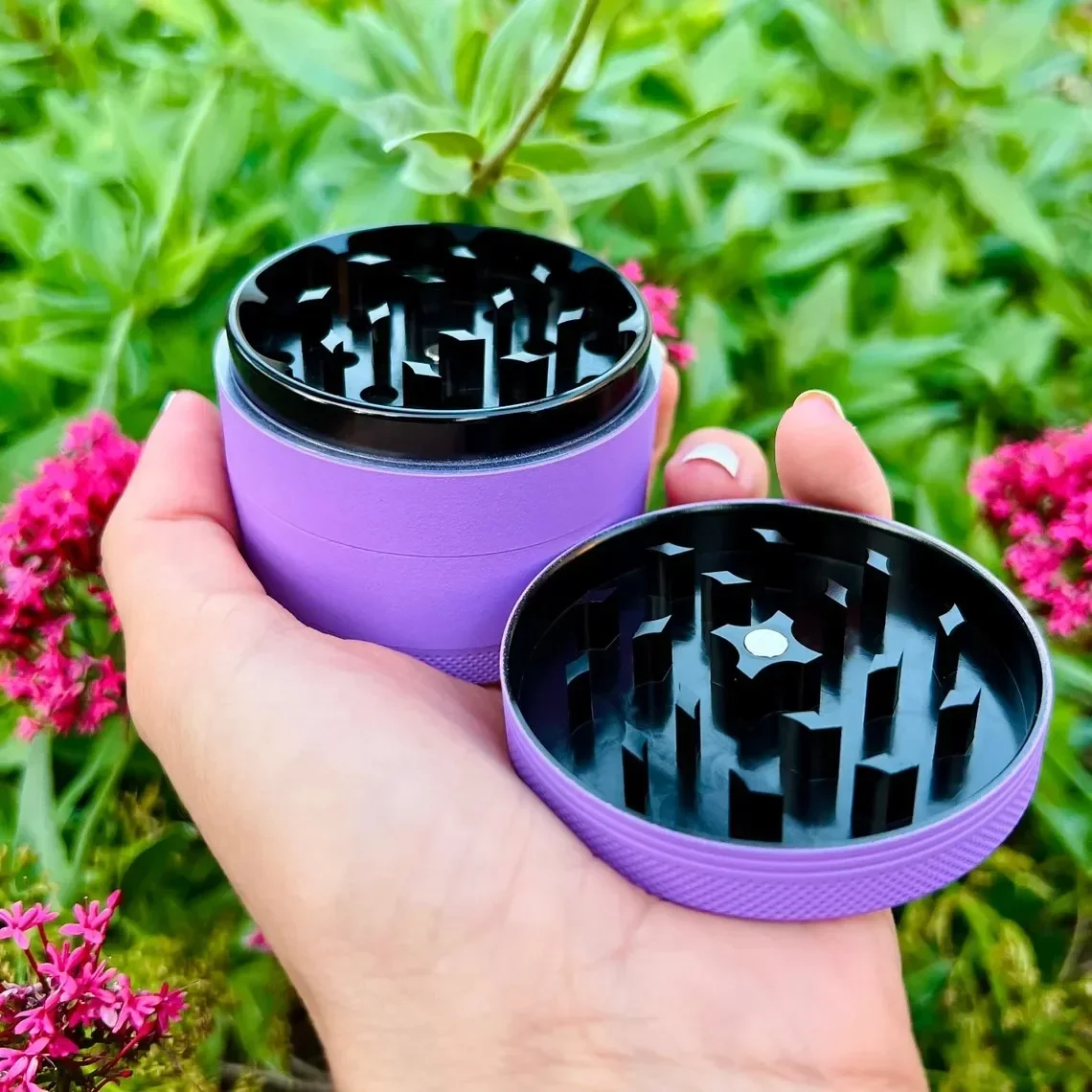 Large 2.5 Inch Stylish Herb Grinder Matte Finish 4 Piece Herb Spice Grinder