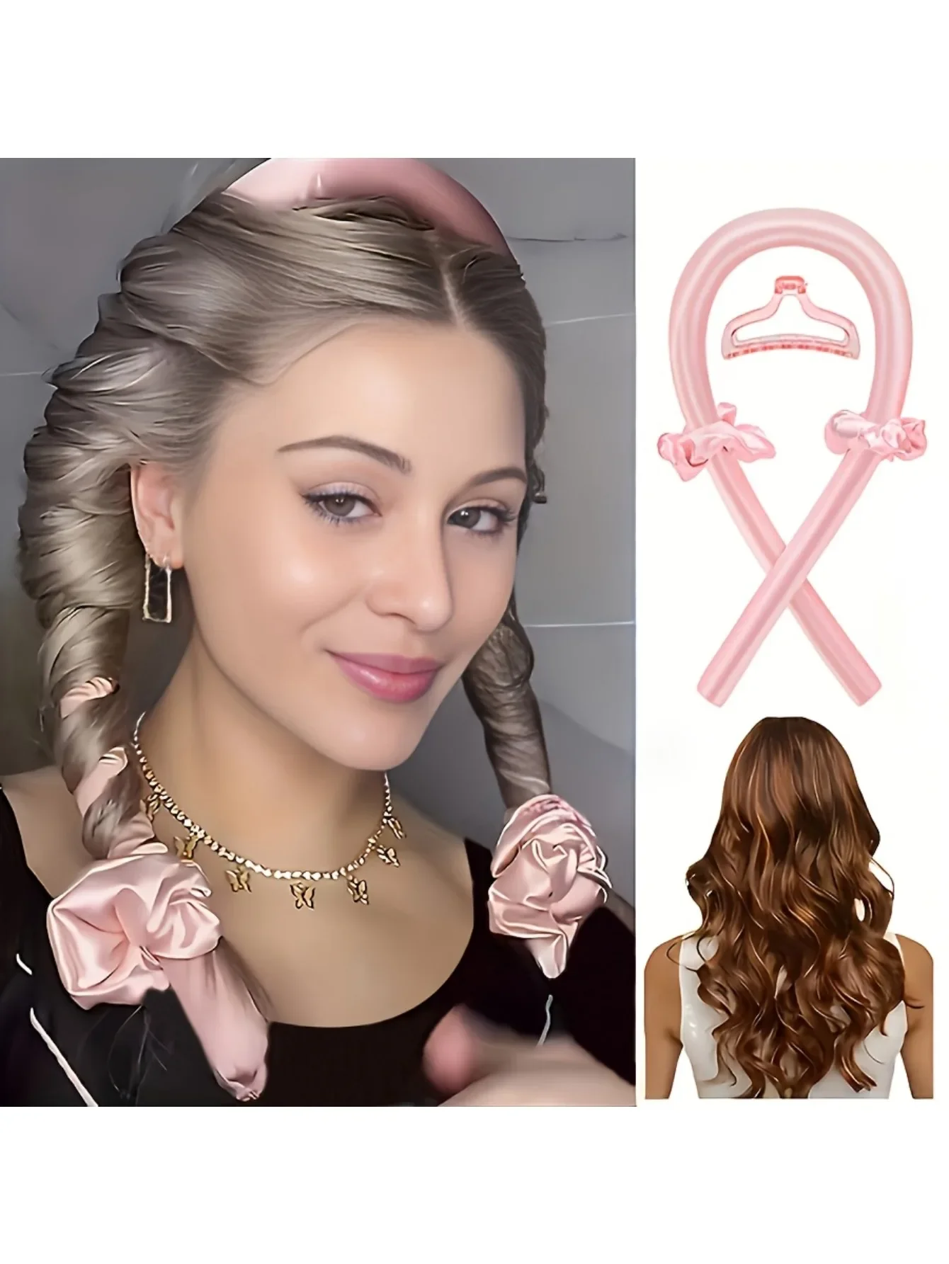 Minimalist fabric curler with bow detail - monochrome, single piece, suitable for Christmas hair accessories