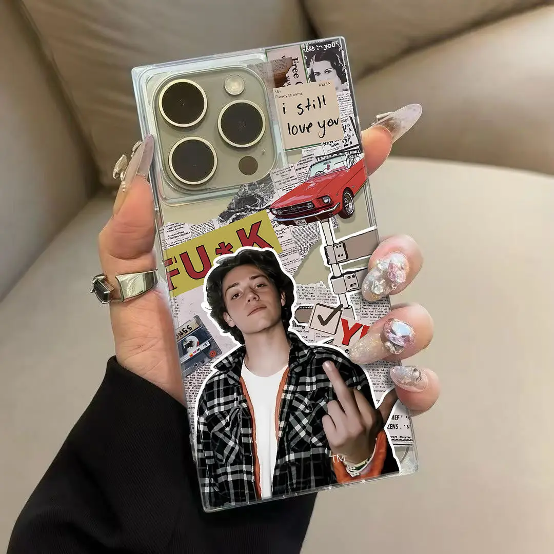 

Fashion Bad Guy Boy Carl Phone Case For iPhone 17 16 15 14 13 12 11 Pro Max PLUS Air INS Transparent Rectangle Soft Cover