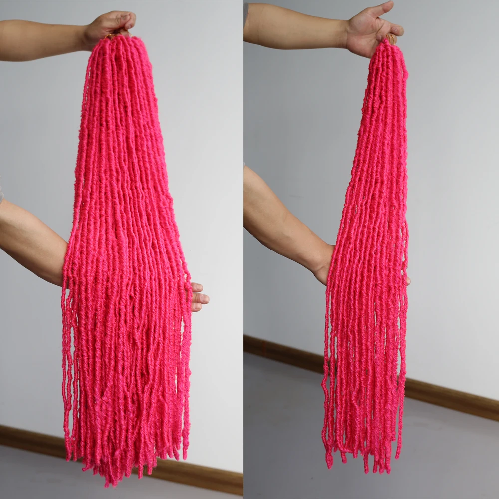 

36-дюймовые синтетические дреды для плетения крючком, искусственные локи, сине-розовые, мягкие, для Хэллоуина и Рождества