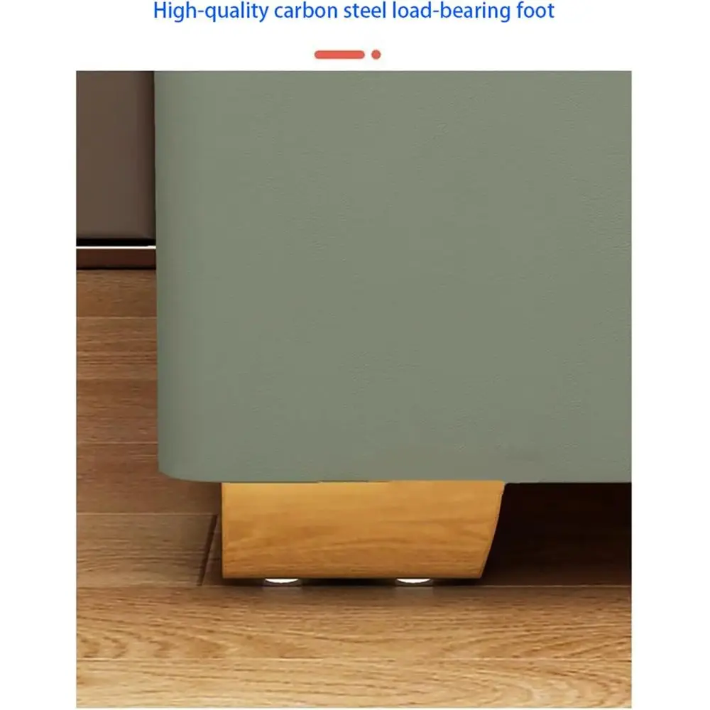 22 フルートナイトスタンド、引き出し3つ、USB充電器、LEDライト付き、ホワイト＆カーキアクセントテーブル