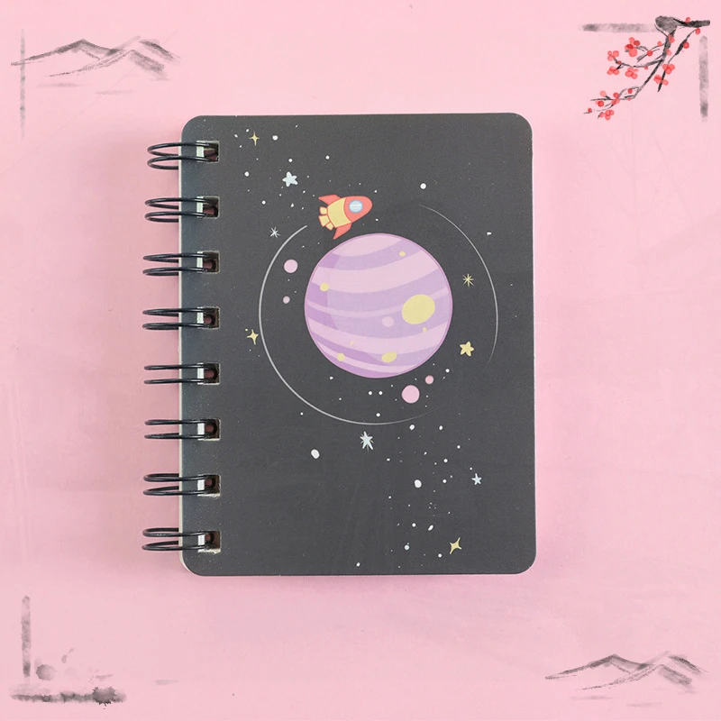 1 Pcs Planet Flip Coil Book Student Portable Pocket Notebooks Mini Notebook A7 Mini Notes School Supplies Office Stationery