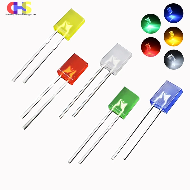 100pcs High-quality 2*5*7 Square Light Emitting Diode LED Lamp Beads Red Blue Green White Yellow 2X5X7 Electronic DIY Kit