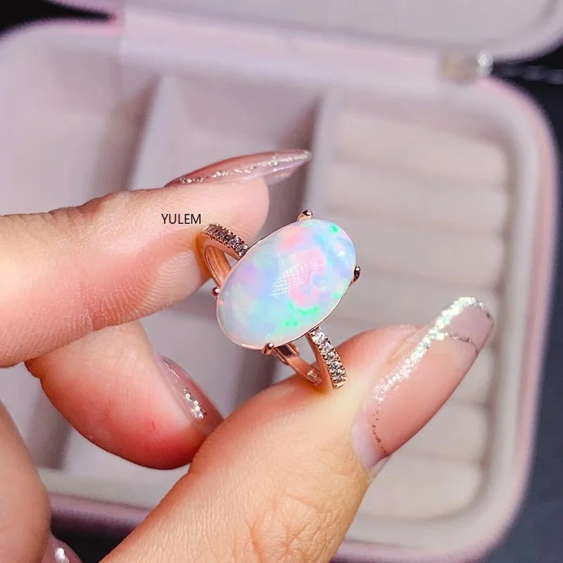 

100% Natural Opal Rings Sterling 925 Silver for Women Sparkling Gemstone Anniversary Party Classic Fine Jewelry Gift Collier