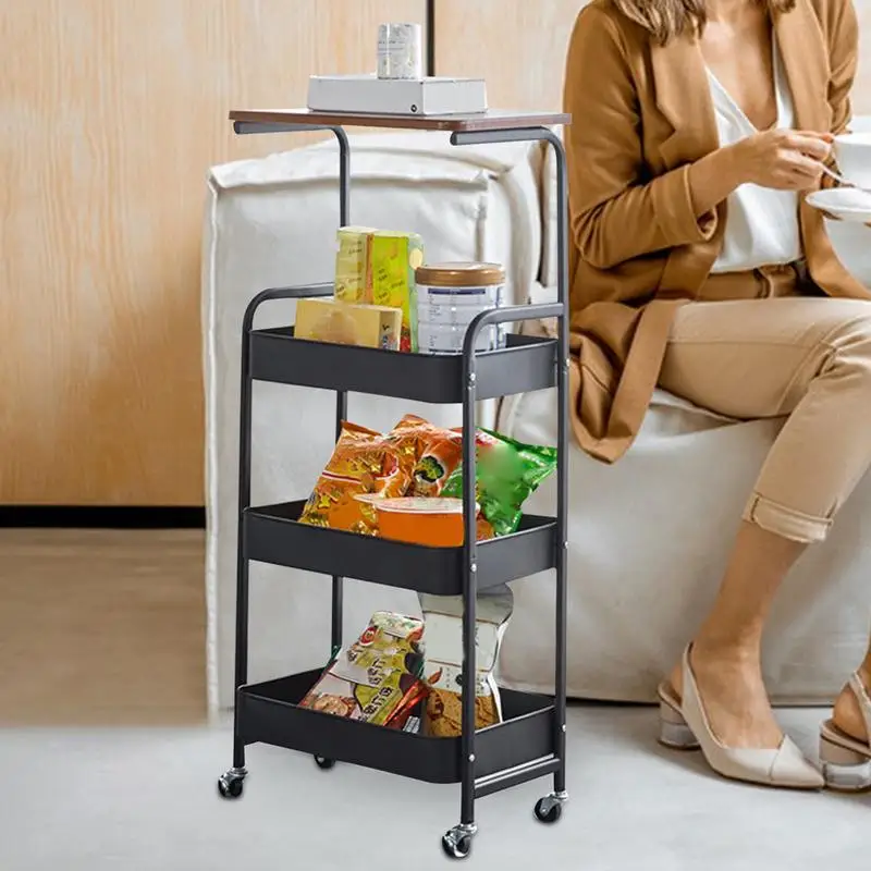 Slim Storage Cart Multi-Layer Rolling Cart On Wheels Kitchen Storage Shelf Silent Utility Cart With High Load-Bearing Capacity