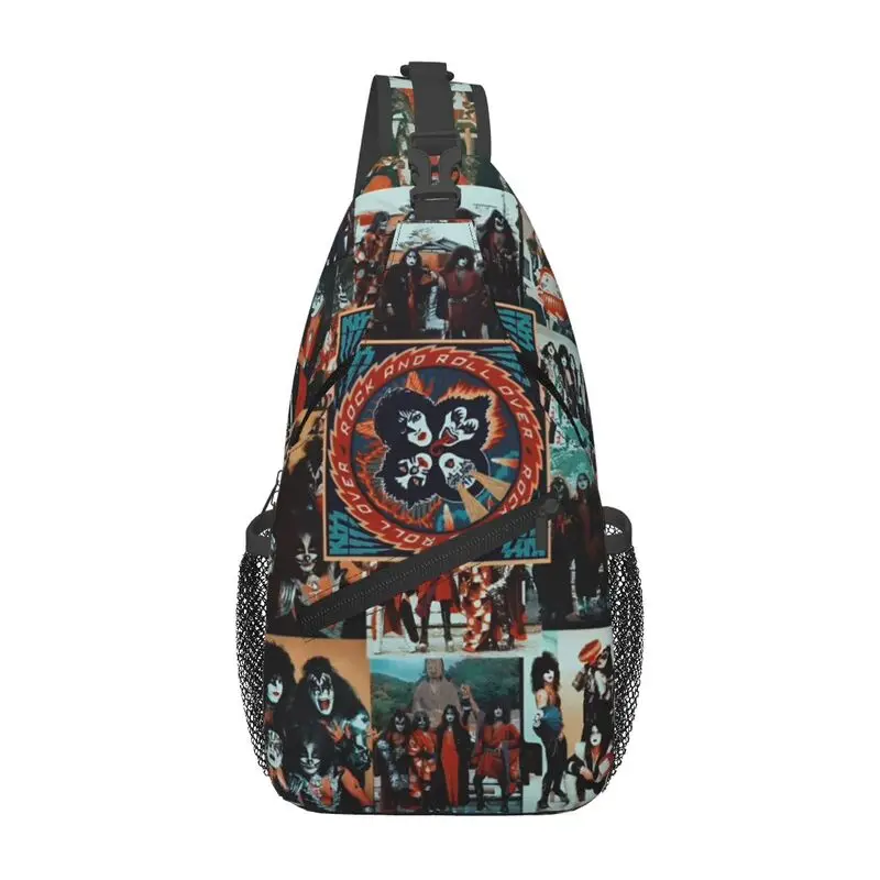 

Heavy Metal Rock Music Band Kiss Sling Crossbody Backpack Men Custom Chest Shoulder Bag for Cycling Camping Daypack
