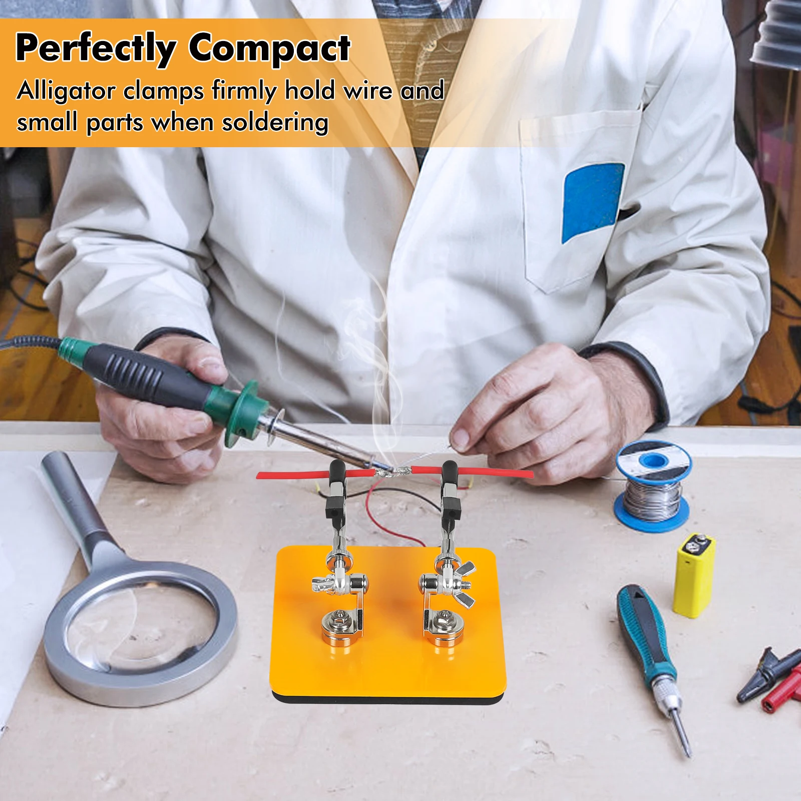 NEWACALOX Mini Welding Workbench Soldering Third Helping Hand  Magnetic Flex Arm Custom Alligator Clips Electronic Repair Tools