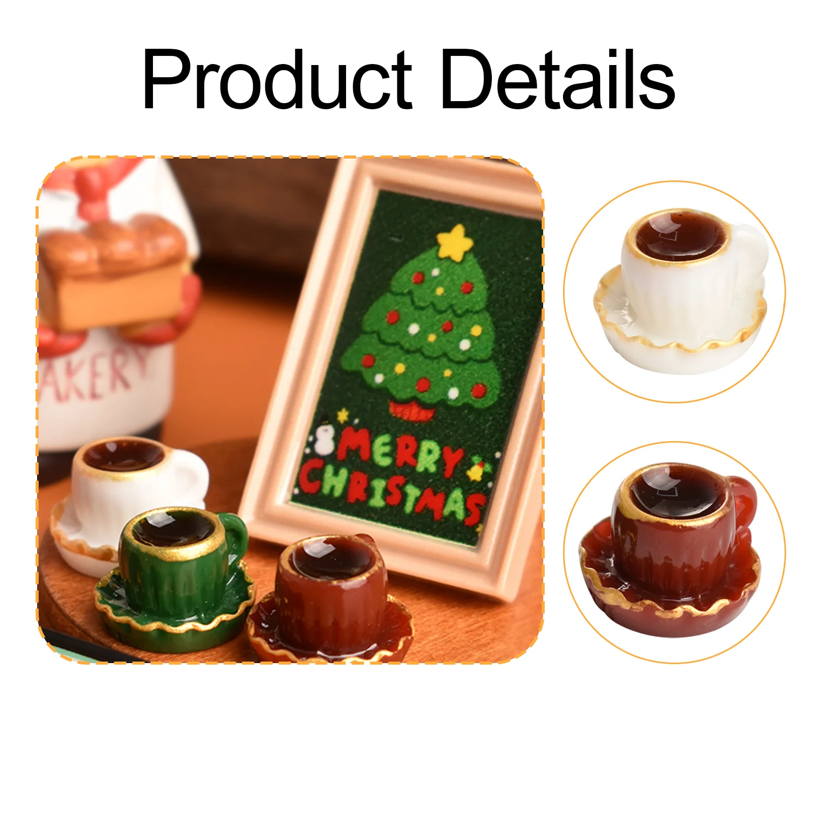 3x أكواب قهوة لبيت الدمى ملحقات بيت الدمى اللطيفة لبار غرفة المعيشة #5